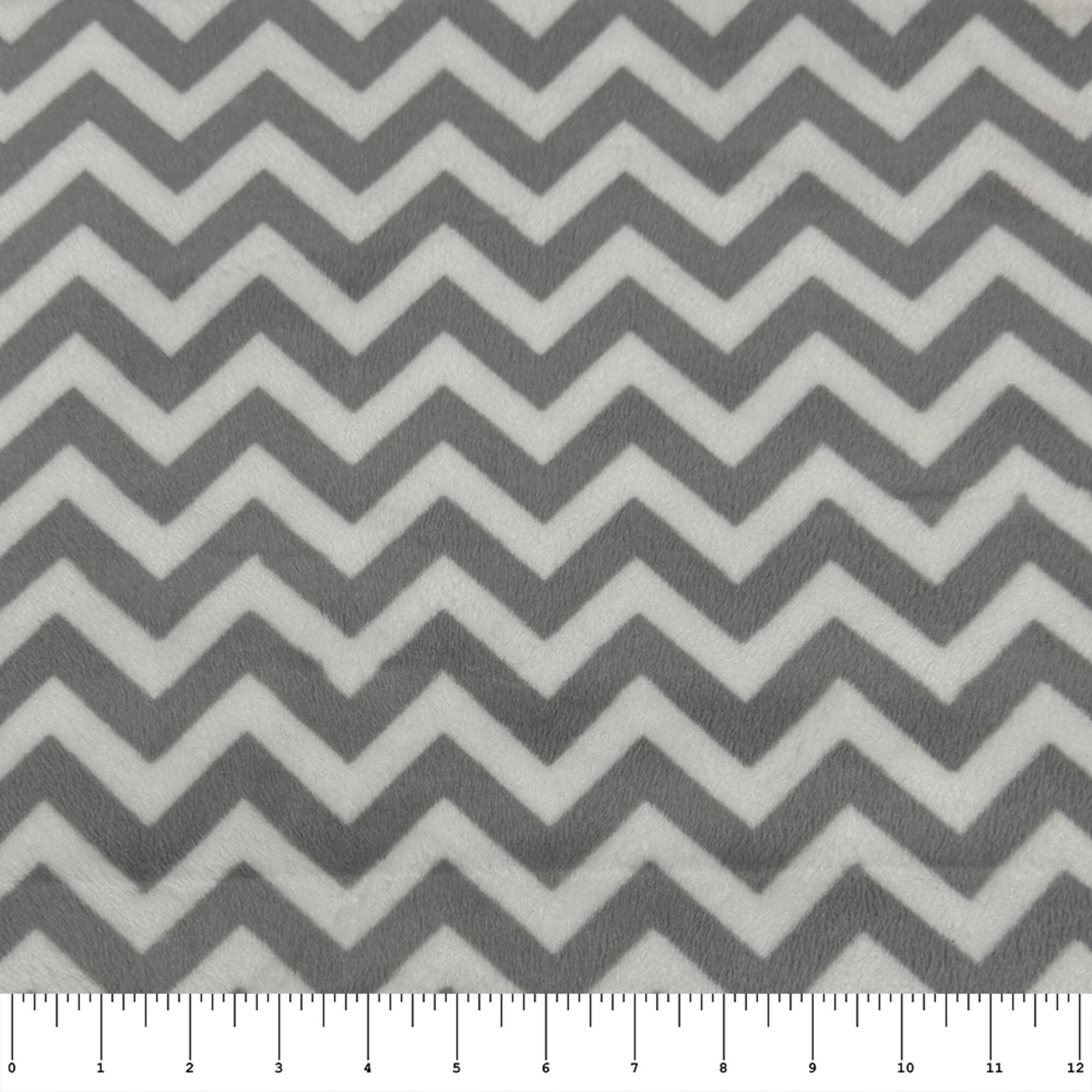 Feldman Gray Chevron Minky Fabric